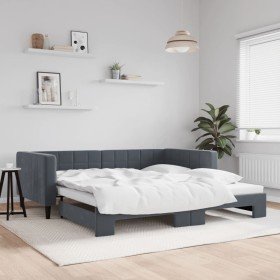Sofá cama nido terciopelo gris oscuro 100x200 cm en Camas y somieres | Comprar online en Foro24