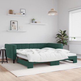 Sofá cama nido terciopelo verde oscuro 100x200 cm Sofá cama nido terciopelo verde oscuro 100x200 cm