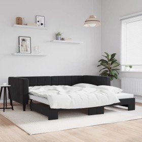 Sofá cama nido terciopelo negro 100x200 cm en Camas y somieres | Comprar online en Foro24