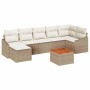 Conjunto de sofá de jardín con cojín 8 pcs Beige Poliratán