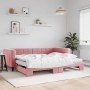 Sofá cama nido con colchón terciopelo rosa 90x200 cm en Camas y somieres | Comprar online en Foro24