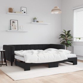 Sofá cama nido con colchón terciopelo negro 90x200 cm en Camas y somieres | Comprar online en Foro24
