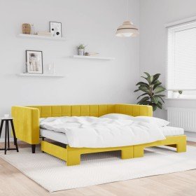 Sofá cama nido con colchón terciopelo amarillo 100x200 cm en Camas y somieres | Comprar online en Foro24
