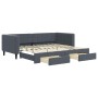 Sofá cama nido con cajones terciopelo gris oscuro 90x200 cm