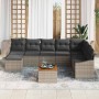 Conjunto de sofá de jardín con cojín 9 pcs Gris Poliratán