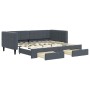 Sofá cama nido con cajones terciopelo gris oscuro 90x190 cm