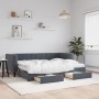 Sofá cama nido con cajones terciopelo gris oscuro 80x200 cm