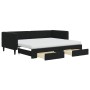 Sofá cama nido con cajones terciopelo negro 90x200 cm