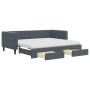 Sofá cama nido con cajones terciopelo gris oscuro 90x190 cm