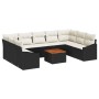 Conjunto de sofá de jardín con cojín 10 pcs Negro Poliratán