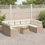 Conjunto de sofá de jardín con cojín 10 pcs Beige Poliratán