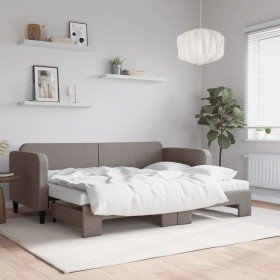 Sofá cama nido con colchón tela gris taupe 80x200 cm en Camas y somieres | Comprar online en Foro24