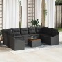 Conjunto de sofá de jardín con cojín 10 pcs Negro Poliratán