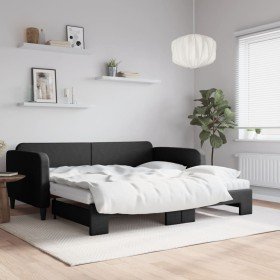 Sofá cama nido con colchón tela negro 100x200 cm en Camas y somieres | Comprar online en Foro24