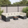 Conjunto de sofá de jardín con cojín 11 pcs Negro Poliratán