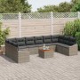 Conjunto de sofá de jardín con cojín 11 pcs Gris Poliratán