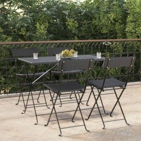 Folding cafeteria chairs 4 pcs steel and black synthetic rattan by vidaXL, Garden chairs - Ref: Foro24-3152112, Price: 153,33...
