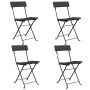 Folding cafeteria chairs 4 pcs steel and black synthetic rattan by vidaXL, Garden chairs - Ref: Foro24-3152112, Price: 153,33...