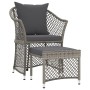 Set de muebles de jardín 2 pzas cojines ratán sintético gris