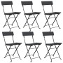 Folding cafeteria chairs 6 units steel and black synthetic rattan by vidaXL, Garden chairs - Ref: Foro24-3152113, Price: 226,...