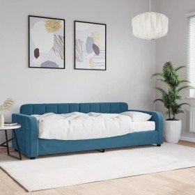 Sofá cama con colchón terciopelo azul 80x200 cm Sofá cama con colchón terciopelo azul 80x200 cm