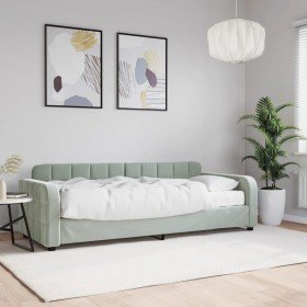 Sofá cama con colchón terciopelo gris claro 80x200 cm Sofá cama con colchón terciopelo gris claro 80x200 cm