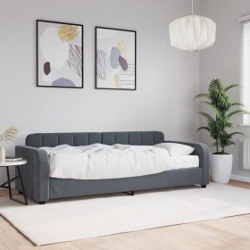 Sofá cama con colchón terciopelo gris oscuro 80x200 cm Sofá cama con colchón terciopelo gris oscuro 80x200 cm