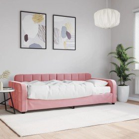 Sofá cama con colchón terciopelo rosa 80x200 cm Sofá cama con colchón terciopelo rosa 80x200 cm