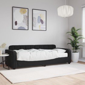 Sofá cama con colchón terciopelo negro 80x200 cm Sofá cama con colchón terciopelo negro 80x200 cm