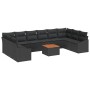 Conjunto de sofá de jardín con cojín 11 pcs Negro Poliratán