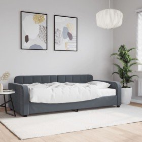 Sofá cama con colchón terciopelo gris oscuro 90x200 cm Sofá cama con colchón terciopelo gris oscuro 90x200 cm