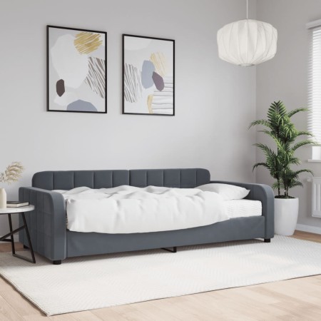 Sofá cama con colchón terciopelo gris oscuro 90x200 cm