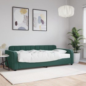 Sofá cama con colchón terciopelo verde oscuro 90x200 cm Sofá cama con colchón terciopelo verde oscuro 90x200 cm