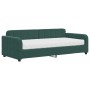 Sofá cama con colchón terciopelo verde oscuro 90x200 cm