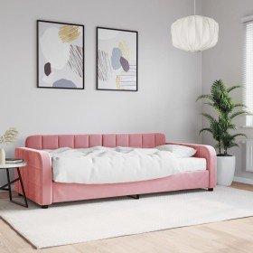 Sofá cama con colchón terciopelo rosa 90x200 cm Sofá cama con colchón terciopelo rosa 90x200 cm