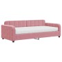 Sofá cama con colchón terciopelo rosa 90x200 cm
