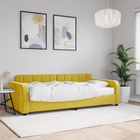 Sofá cama con colchón terciopelo amarillo 90x200 cm Sofá cama con colchón terciopelo amarillo 90x200 cm