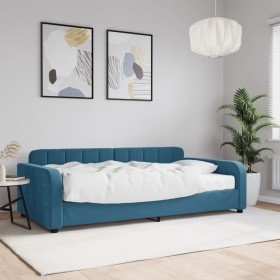 Sofá cama con colchón terciopelo azul 100x200 cm Sofá cama con colchón terciopelo azul 100x200 cm