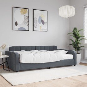 Sofá cama con colchón terciopelo gris oscuro 100x200 cm en Camas y somieres | Comprar online en Foro24