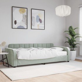 Sofá cama con colchón terciopelo gris claro 90x190 cm en Camas y somieres | Comprar online en Foro24
