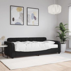 Sofá cama con colchón terciopelo negro 90x190 cm Sofá cama con colchón terciopelo negro 90x190 cm