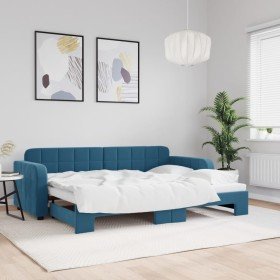 Sofá cama nido terciopelo azul 80x200 cm en Camas y somieres | Comprar online en Foro24