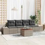 Conjunto de sofá de jardín con cojín 5 pcs Gris Poliratán