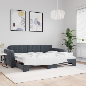 Sofá cama nido terciopelo gris oscuro 80x200 cm
