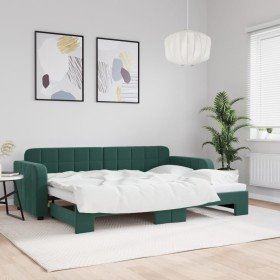 Sofá cama nido terciopelo verde oscuro 80x200 cm Sofá cama nido terciopelo verde oscuro 80x200 cm