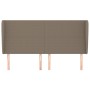 Cabecero con orejas de tela gris taupe 203x23x118/128 cm