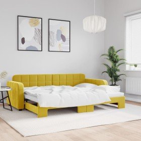 Sofá cama nido terciopelo amarillo 80x200 cm Sofá cama nido terciopelo amarillo 80x200 cm