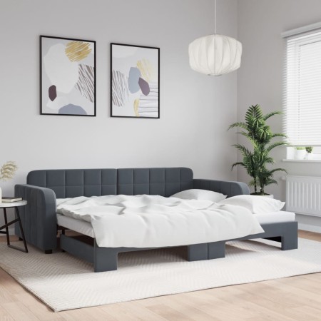 Sofá cama nido terciopelo gris oscuro 90x200 cm