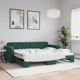 Sofá cama nido terciopelo verde oscuro 90x200 cm Sofá cama nido terciopelo verde oscuro 90x200 cm