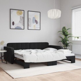 Sofá cama nido terciopelo negro 90x200 cm en Camas y somieres | Comprar online en Foro24